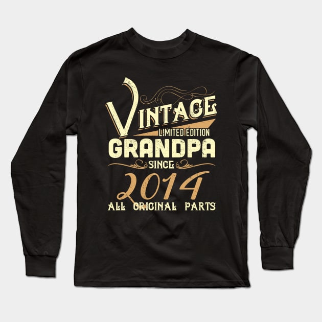 Vintage Grandpa Since 2014 Funny Man Myth Legend Daddy Long Sleeve T-Shirt by johnbbmerch